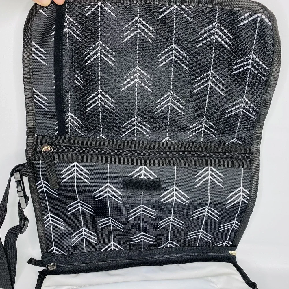 Kiyari Portable Diaper Changing Pad w/ Head‎ Pillow Travel Organizer Black White